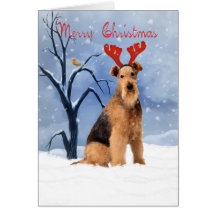 tarjeta de Navidad del terrier del airedale - el a