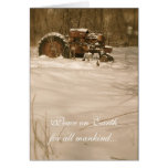 Tarjeta de Navidad del tractor: Paz para todos los