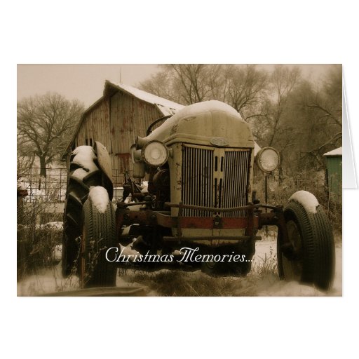 Tarjeta de Navidad del tractor: Viejas memorias de