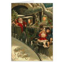 Tarjeta de Navidad del tren de Santa del vintage