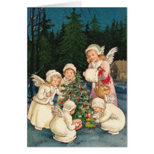 Tarjeta de Navidad del Victorian - pequeños ángele