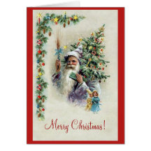 Tarjeta de Navidad del vintage del árbol de Santa