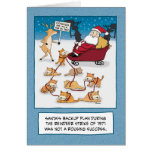 Tarjeta de Navidad divertida: Gatos del trineo