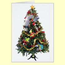 Tarjeta de Navidad emplumada de la familia tarjetas