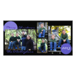 Tarjeta de Navidad - ennegrézcase con azul claro/p Tarjetas Fotograficas