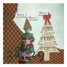 Tarjeta de Navidad enrrollada del collage del navi Comunicado