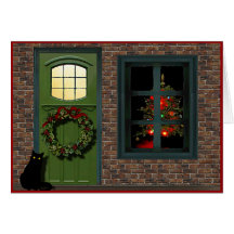 Tarjeta de Navidad festiva de la casa