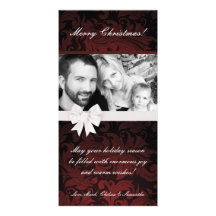 tarjeta de Navidad floral de la FOTO de Ribbo del  Tarjeta Fotografica Personalizada