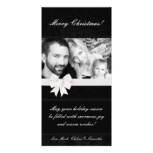 tarjeta de Navidad floral negra de la FOTO de Ribb Tarjetas Fotograficas