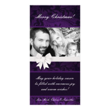 tarjeta de Navidad floral púrpura de la FOTO de Ri Tarjetas Fotograficas