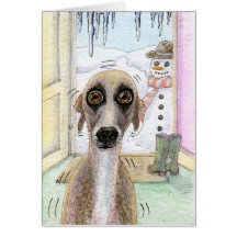 Tarjeta de Navidad fría de Whippet
