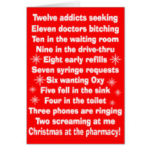 Tarjeta de Navidad hilarante de la farmacia