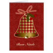 Tarjeta de Navidad italiana con la campana y el ac