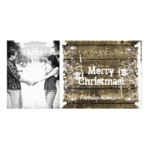 Tarjeta de Navidad lamentable de madera rústica de Tarjetas Fotográficas Personalizadas