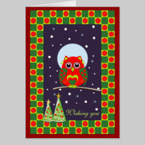 Tarjeta de Navidad linda adaptable con el búho tarjetas