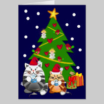 Tarjeta de Navidad linda del dibujo animado con el tarjetas