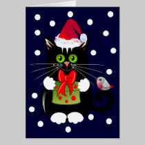 Tarjeta de Navidad linda del dibujo animado con el tarjetas