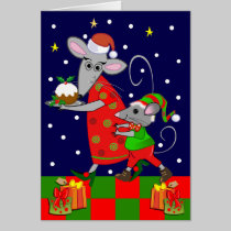 Tarjeta de Navidad linda del dibujo animado con lo tarjetas