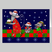 Tarjeta de Navidad linda del dibujo animado con lo tarjetas
