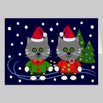 Tarjeta de Navidad linda del dibujo animado con lo tarjetas