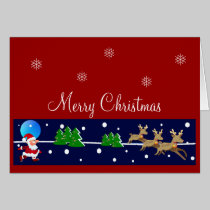 Tarjeta de Navidad linda del dibujo animado con Sa tarjetas