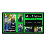 Tarjeta de Navidad negra y verde - 5 fotos Tarjetas Fotográficas Personalizadas