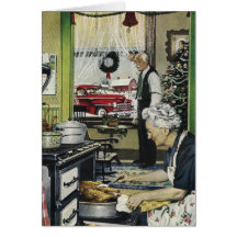 Tarjeta de Navidad pasada de moda de la cocina del