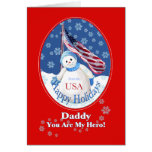 Tarjeta de Navidad patriótica para el papá en mili
