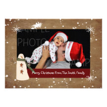 Tarjeta de Navidad primitiva de la foto del muñeco Anuncios