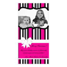 tarjeta de Navidad rayada de la FOTO del negro de  Tarjeta Personal Con Foto