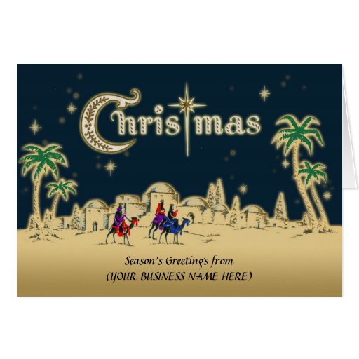 Tarjeta de Navidad religiosa impresa del negocio | Zazzle