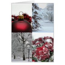 Tarjeta de Navidad roja del collage del invierno