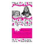 tarjeta de Navidad rosada gris de la FOTO del guep Tarjetas Personales