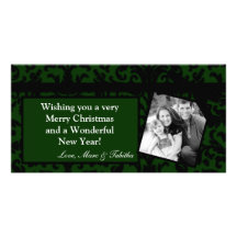 tarjeta de Navidad verde de la FOTO del marco de l Tarjetas Fotográficas