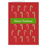 Tarjeta de Navidad verde roja de los bastones de c