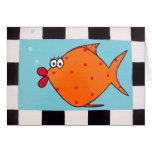 Tarjeta de nota anaranjada de los pescados