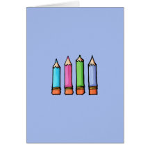 Tarjeta de nota coloreada de la lavanda de los láp