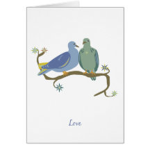 Tarjeta de nota de los pájaros del amor