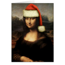 Tarjeta de nota de Mona Lisa Santa
