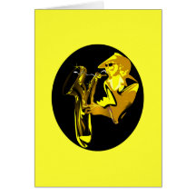 Tarjeta de nota del saxofón del jazz