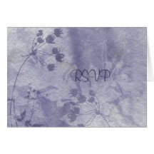 Tarjeta de nota floral azul de RSVP de la recepció