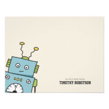 Tarjeta de nota plana dibujada mano del robot invitación