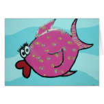 Tarjeta de nota rosada de los pescados