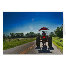 Tarjeta de nota vieja del tractor: Shilouette en l