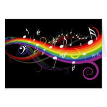Tarjeta de notas blanca de la música del arco iris