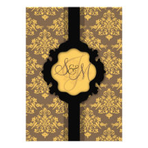 Tarjeta de oro de la invitación del boda del damas
