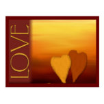 Tarjeta de oro del amor de la puesta del sol postal