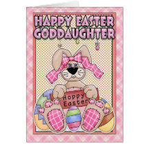 Tarjeta de pascua de la ahijada - conejito de pasc