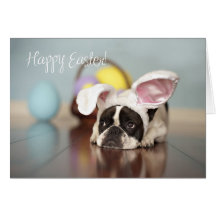 ¡Tarjeta de pascua del dogo francés!
