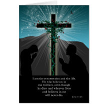Tarjeta de pascua religiosa - rogación y cruz